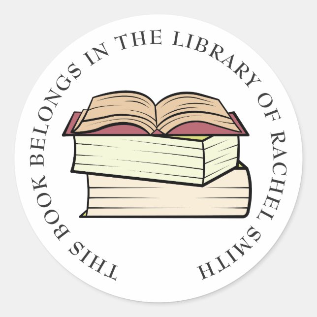 This book belongs to library  classic round sticker (Front)