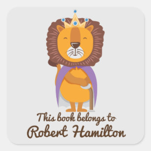THIS BOOK BELONGS TO LION KING WITH CROWN SQUARE STICKER