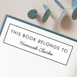 This Book Belongs To | Modern Name Bookplate Self-inking Stamp<br><div class="desc">Simple,  stylish custom "This Book Belongs To" design in a modern minimalist typography and simple single black border. The name,  in handwritten script typography,  can easily be personalised with your own name! The perfect gift or accessory for a book lover or teacher!</div>