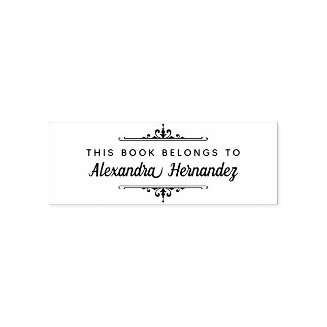 This Book Belongs To - Name Library Bookplate Self-inking Stamp (Design)