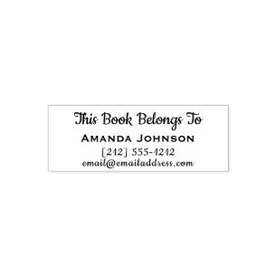 This Book Belongs To Name Tel Number Mail Self-inking Stamp