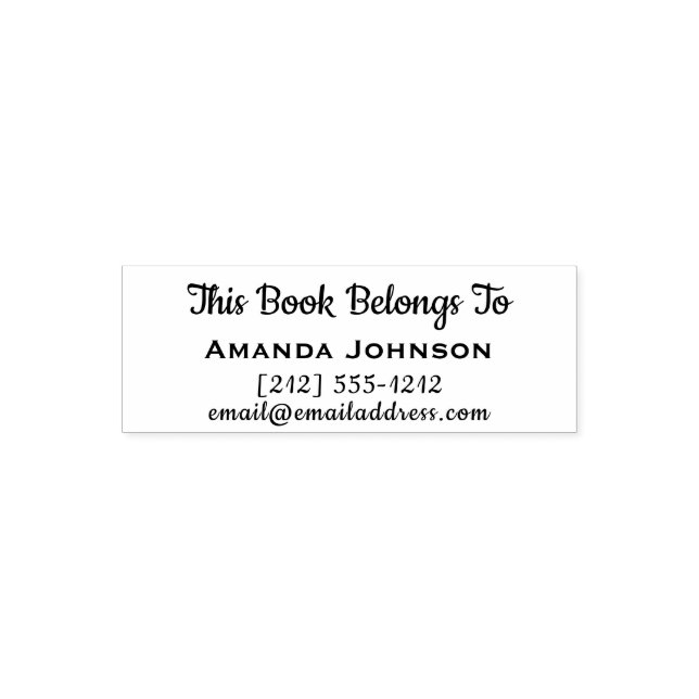 This Book Belongs To Name Tel Number Mail Self-inking Stamp (Design)