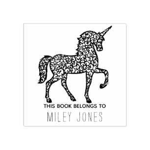 This book belongs to name unicorn rubber stamp