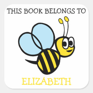 This Book Belongs To Personalised Bumblebee Square Sticker