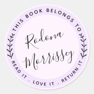 This Book Belongs To Personalised Classic Round Sticker