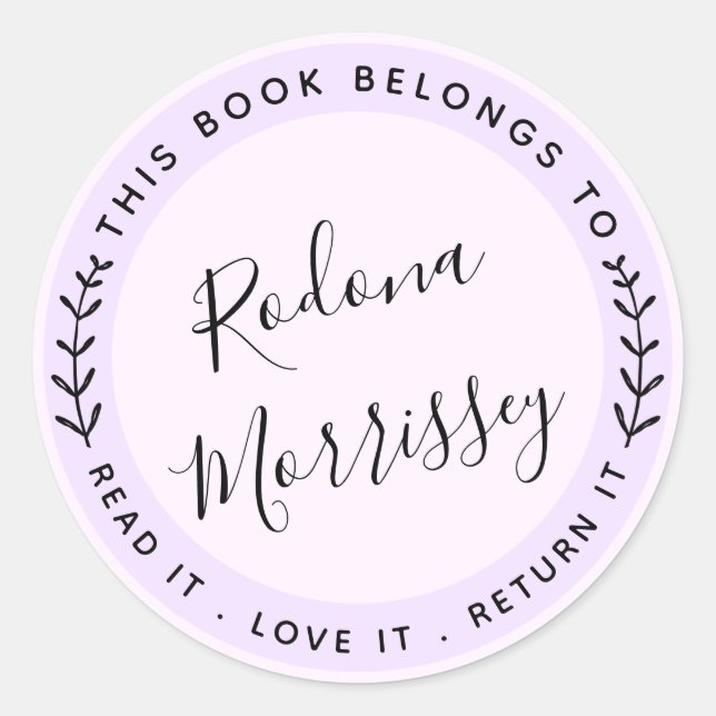 This Book Belongs To Personalised Classic Round Sticker (Front)