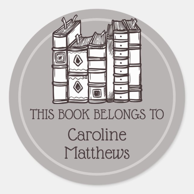 This Book Belongs To Personalised Classic Round Sticker (Front)