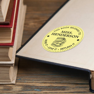 This Book Belongs To Personalised Yellow Classic Round Sticker