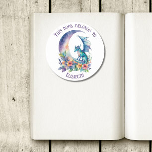 This Book Belongs to Personalized Dragon White Classic Round Sticker