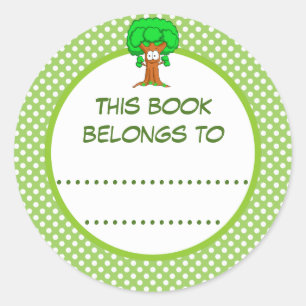 This Book Belongs To Polka Dots and Tree Classic Round Sticker