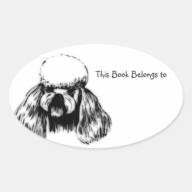 This Book Belongs to Poodle Oval Sticker (Front)