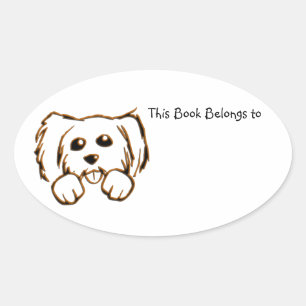 This Book Belongs to Puppy Oval Sticker