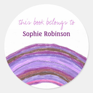 "This Book Belongs To" rainbow bookplate sticker