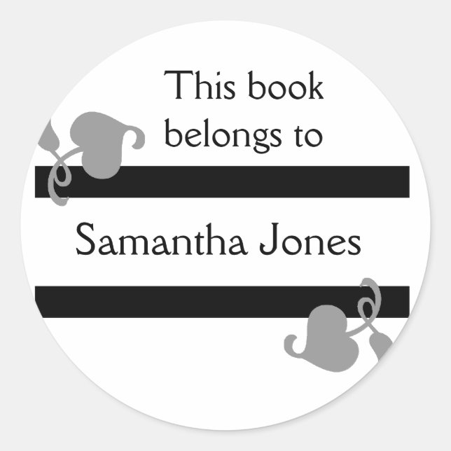This Book Belongs To Stickers::Black Classic Round Sticker (Front)