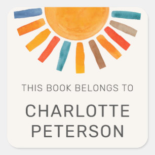 This Book Belongs To Sun Personalised Square Sticker