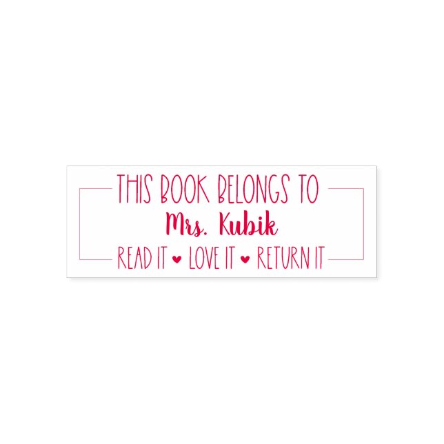 This Book Belongs To Teacher Library Stamp (Design)