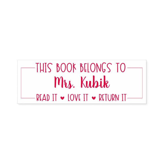 This Book Belongs To Teacher Library Stamp (Design)