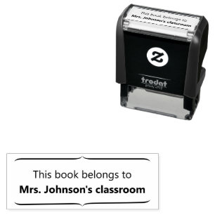This Book Belongs to Teacher Name Classroom Border Self-inking Stamp