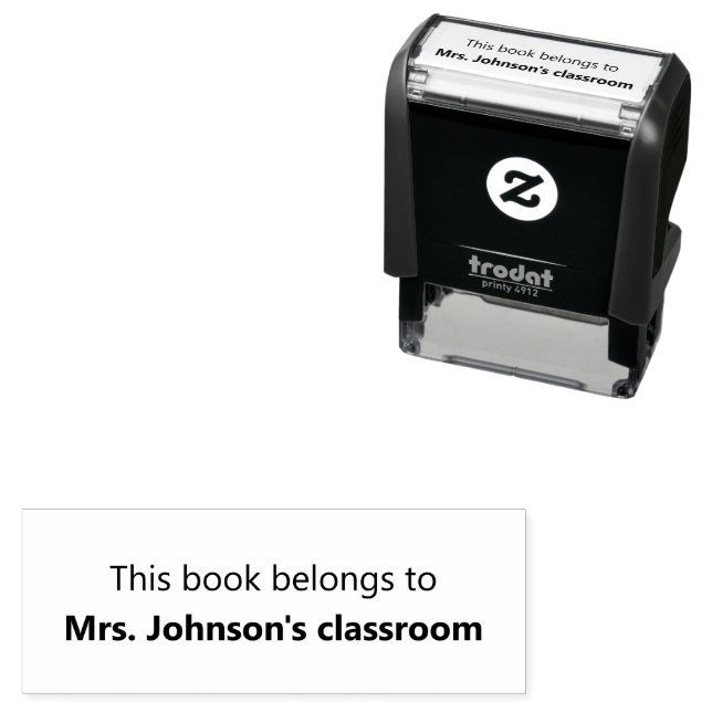 This Book Belongs to Teacher's Name Classroom Bold Self-inking Stamp (In Situ)