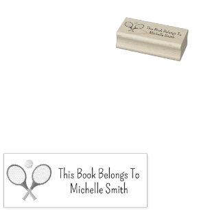 This Book Belongs To, Tennis Ball Personalised     Rubber Stamp