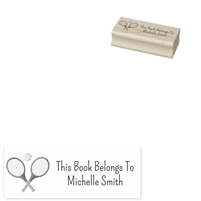 This Book Belongs To, Tennis Ball Personalised     Rubber Stamp (Stamped)