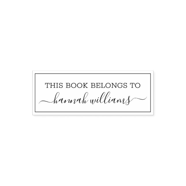 This Book Belongs To Trendy Script Name Self-inking Stamp (Design)