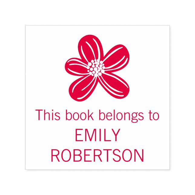 This Book Belongs To Tropical Flower Custom Name Self-inking Stamp (Design)