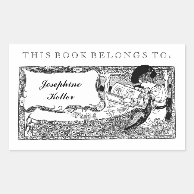 This Book Belongs To | Vintage Book Label Peacock (Front)