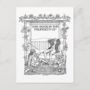 "This Book Belongs To" Vintage Bookplate Postcard