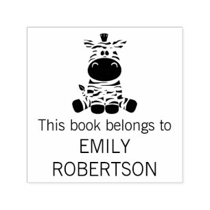 This Book Belongs To Zebra Cartoon Personalised Self-inking Stamp