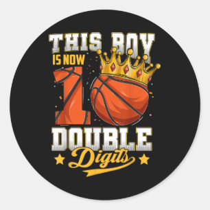 This Boy Double Digits Ten Basketball 10 Year Old Classic Round Sticker