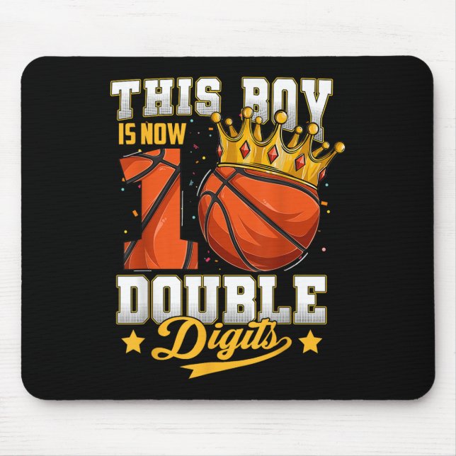 This Boy Double Digits Ten Basketball 10 Year Old  Mouse Mat (Front)