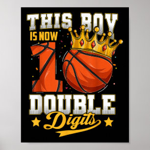 This Boy Double Digits Ten Basketball 10 Year Old Poster