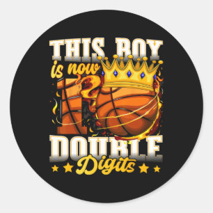 This Boy Double Digits Ten Sketll 10 Year Old Birt Classic Round Sticker