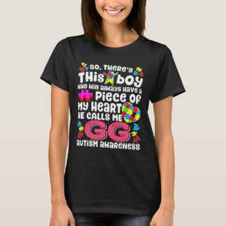 This Boy He Calls Me Gg Fighter Autism Awareness R T-Shirt