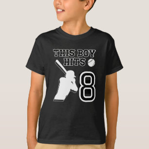 This boy hits 8 – baseball 8th birthday  T-Shirt