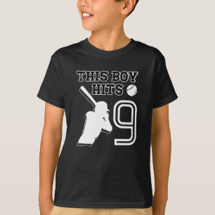 This boy hits 9 – baseball 9h birthday  T-Shirt