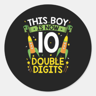 This boy is now 10   10th Birthday Gift Boys Classic Round Sticker