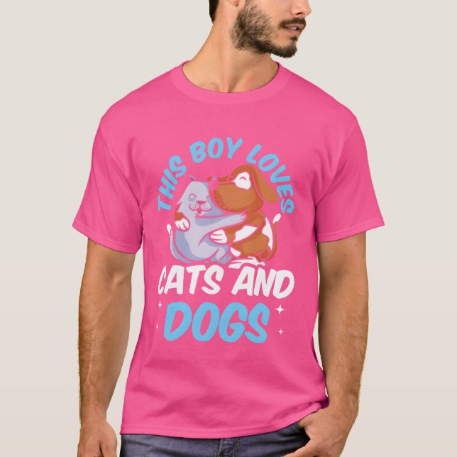 This Boy Loves Cats And Dogs Cat Dog Lover friends T-Shirt (Front)