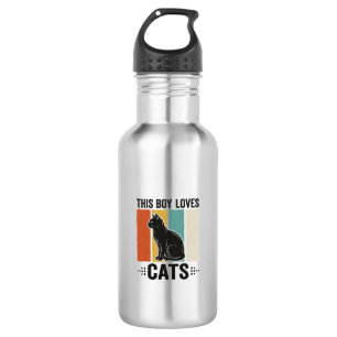 This Boy Loves Cats Retro Cat Lover Design_1 532 Ml Water Bottle