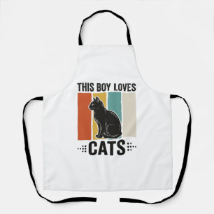 This Boy Loves Cats Retro Cat Lover Design_1 Apron