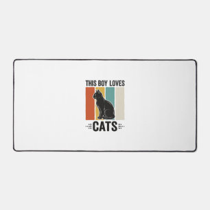This Boy Loves Cats Retro Cat Lover Design_1 Desk Mat
