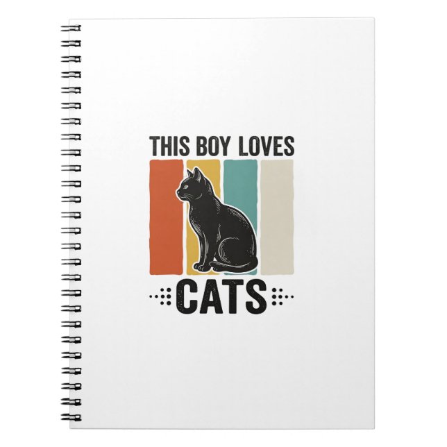 This Boy Loves Cats Retro Cat Lover Design_1 Notebook (Front)