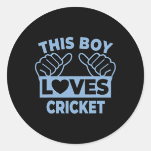 This Boy Loves Cricket - Cricket Player Classic Round Sticker