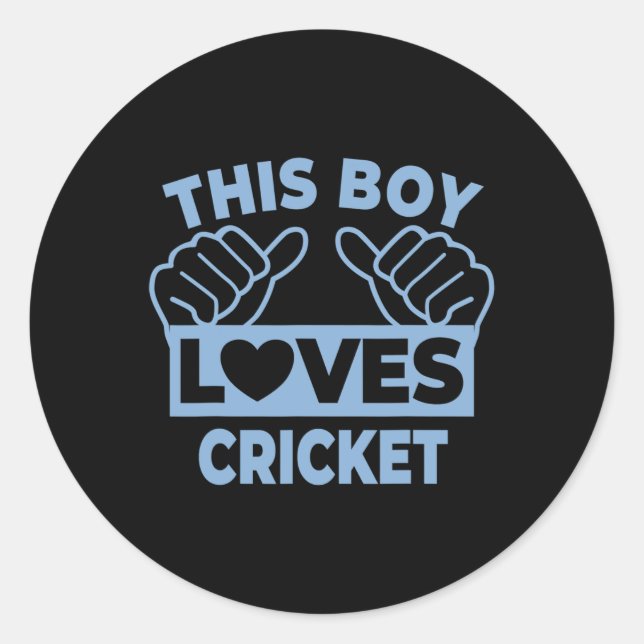 This Boy Loves Cricket - Cricket Player  Classic Round Sticker (Front)