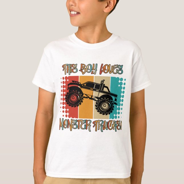This Boy Loves Monster Trucks T-Shirt (Front)