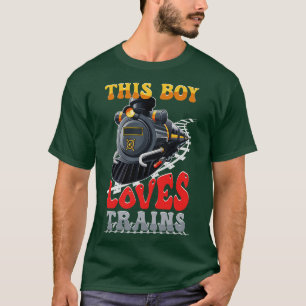 This boy loves trains locomotives Kid sboys train T-Shirt