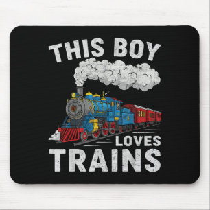 This Boy Loves Trains Railroad Train Wagon Lover K Mouse Mat