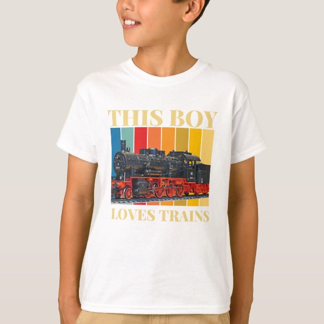 this boy loves trains T-Shirt (Front)