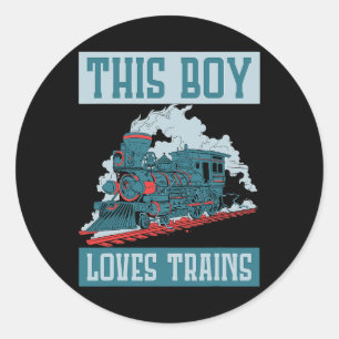 This Boy Loves Trains Wagon Train Classic Round Sticker